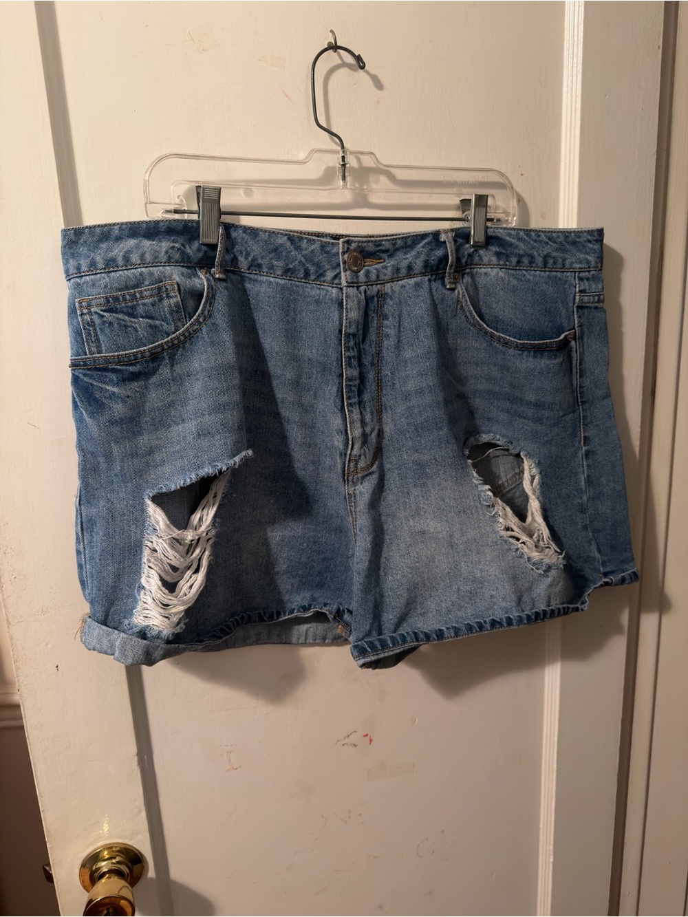 Women’s Distressed Light Blue Denim Shorts